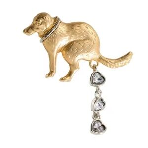 Pooping Gold Dog Brooch